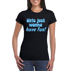 Vrijgezellenfeest t-shirt voor dames - Girls - zwart - blauwe glitter - foute party