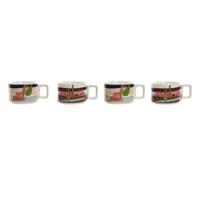 Set van koffiekopjes Home ESPRIT Blauw Groen Roze Lila Metaal Bamboe Dolomite 260 ml