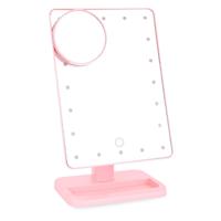 Draagbare LED Touch sensor spiegel met lamp Desktop vulling licht (roze)