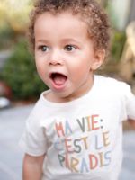 Baby-T-shirt "paradis" korte mouwen ecru - thumbnail