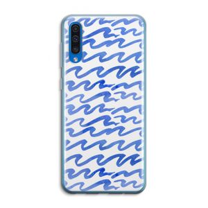 Blauwe golven: Samsung Galaxy A50 Transparant Hoesje