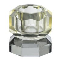 Dinerkaarshouder kristal 2-laags - geel/grijs - 4x4x4 cm - thumbnail
