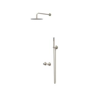 IVY Bond Regendoucheset - inbouw - symmetry - 2-weg stop-omstel - 30cm plafondbuis - 20cm medium hoofddouche - glijstang met uitlaat - 150cm doucheslang - staafmodel handdouche - Geborsteld nickel PVD CSB3GNADCB