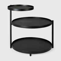 Ethnicraft Ronde Bijzettafel 'Swivel Tray' Gelakt Hout, Met 3 bladen Ethnicraft Ronde Bijzettafel 'Swivel Tray' Gelakt Hout, Met 3 bladen