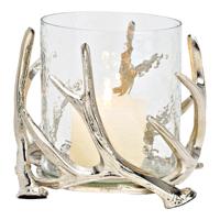 Windlicht gewei van metaal en glas, zilverkleurig (B/H/D) 20x17x20cm