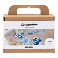 Creativ Company Mini hobbyset decoratie porseleinen onderzetters blauw