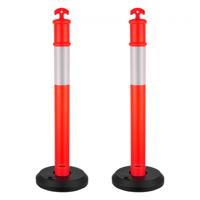 VEVOR Verkeersafbakeningspalen 2 stuks (114 cm) met vulbare voet en reflecterende strips, waarschuwingspaal voor bouwplaatsen, parkeerterreinen, dranghekken, rood