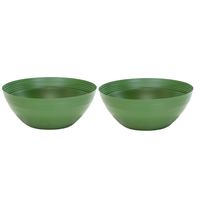 Bloempot/plantenpot schaal - 2x - zink - groen - D35 x H12 cm