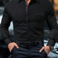 Bon&Bon Men's Dark Grey Long Sleeve Pocket Casual Shirt | Regular Fit Black-6 / M