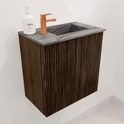 Toiletmeubel Mondiaz Joya Dlux | 40 cm | Meubelkleur Walnut | Faye wastafel Sombra Wasbak Rechts | 1 kraangat