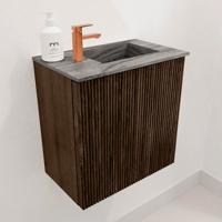 Toiletmeubel Mondiaz Joya Dlux | 40 cm | Meubelkleur Walnut | Faye wastafel Sombra Wasbak Rechts | 1 kraangat