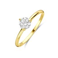 14k Gouden Ring met Zirkonia - 5,5 mm Ronde Steen