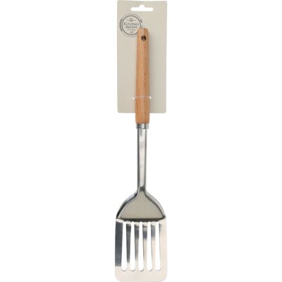 Keukengerei spatel RVS steel en houten handvat 32 cm