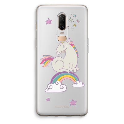 Regenboog eenhoorn: OnePlus 6 Transparant Hoesje