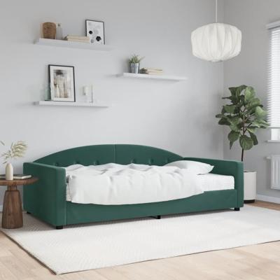 Slaapbank met matras 100x200 cm fluweel donkergroen