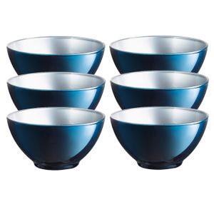 Doosje met 6x stuks flashy keuken schaaltjes 50 CL blauw/zilver