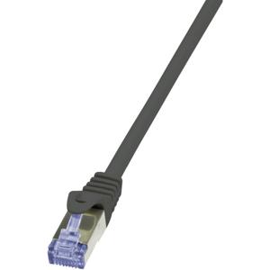 LogiLink CQ4023S RJ45 Netwerkkabel, patchkabel CAT 6A S/FTP 0.50 m Zwart Vergulde steekcontacten, Vlambestendig, Snagless 1 stuk(s)