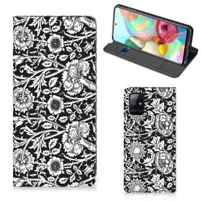 Samsung Galaxy A71 Smart Cover Black Flowers Samsung Galaxy A71 Smart Cover Black Flowers