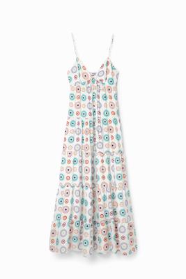 Geometrische lange jurk schouderbandjes - WHITE - M