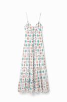 Geometrische lange jurk schouderbandjes - WHITE - M