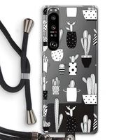 Cactusmotief: Sony Xperia 1 III Transparant Hoesje met koord Cactusmotief: Sony Xperia 1 III Transparant Hoesje met koord