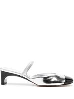 Schutz mules métallisées à design bicolore 60 mm - Argent