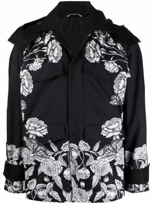 Valentino Garavani veste à imprimé Dark Blooming - Noir