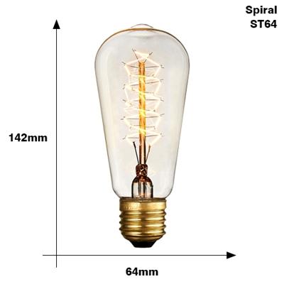 E27 40W Retro Edison gloeilamp gloeidraad Vintage ampul gloeilamp AC 220V(ST64 Spirai)