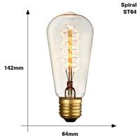 E27 40W Retro Edison gloeilamp gloeidraad Vintage ampul gloeilamp AC 220V(ST64 Spirai)