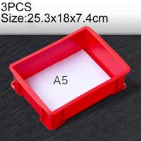 3 STKS dik multifunctionele materiaal doos gloednieuwe platte kunststof onderdelen vak gereedschapskist grootte: 25.3 cm x 18cm x 7.4 cm (rood)