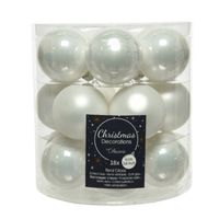 18x stuks kleine glazen kerstballen winter wit 4 cm mat/glans - Kerstbal