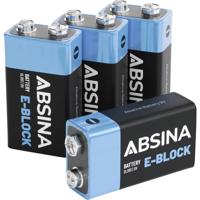 Absina 9V batterij (blok) Alkaline 580 mAh 9 V 4 stuk(s)