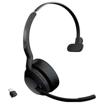 Jabra Evolve2 55 Link 380/390a MS Mono L On Ear headset Computer Bluetooth Mono Zwart Noise Cancelling, Ruisonderdrukking (microfoon) Headset, Mono