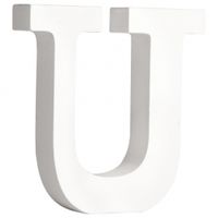 Witte houten letter U 11 cm   -