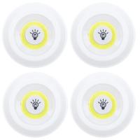 Kastlampen rond - set 4x - dimmer - LED lampen - wit - D9 cm - zelfklevend