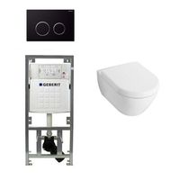 Villeroy & Boch Subway 2.0 Compact met zitting toiletset met geberit inbouwreservoir en sigma20 drukplaat zwart 0701131/1024233/1025456/sw53746/