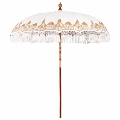 Parasol Crme 210-220 cm Katoenen stoffen & Hout & Bamboe