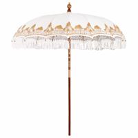 Parasol Crme 210-220 cm Katoenen stoffen & Hout & Bamboe