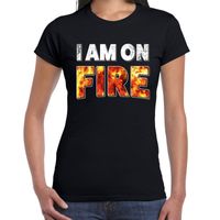 Halloween I am on fire verkleed t-shirt zwart voor dames - thumbnail