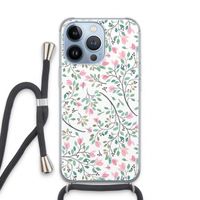 Sierlijke bloemen: iPhone 13 Pro Transparant Hoesje met koord
