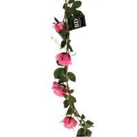 Kunstbloemen slinger rozen Emily - 145 cm - roze - guirlande - decoratie - bruiloft versiering