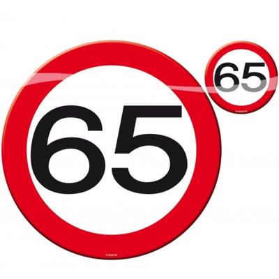 8x stuks Placemats/onderzetters 65 jaar versiering 8x stuks Placemats/onderzetters 65 jaar versiering