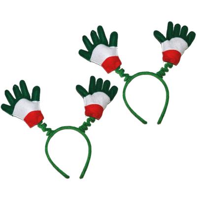 Supporters verkleed accessoire - 2x stuks - vlag handjes diadeem - Italie - volwassenen