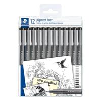 Fineliner staedtler pigment 308 ass schrijfbr zw | 10 stuks