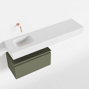 MONDIAZ ANDOR 60cm toiletmeubel army. LEX 120cm wastafel talc links geen kraangat