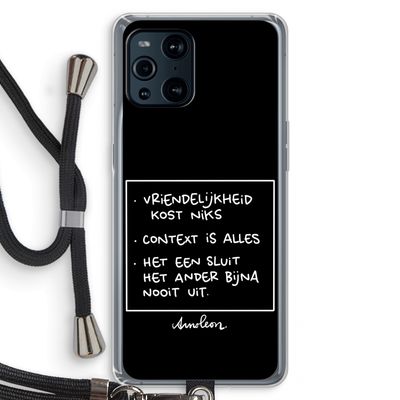 Mijn Motto's: Oppo Find X3 Transparant Hoesje met koord
