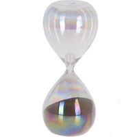 Decoratie zandloper donkergrijs parelmoer van glas 6 x 6 x 15 cm - thumbnail