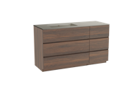 Storke Edge staand badmeubel 140 x 52 cm notenhout met Diva asymmetrisch linkse wastafel in top solid zijdegrijs - thumbnail
