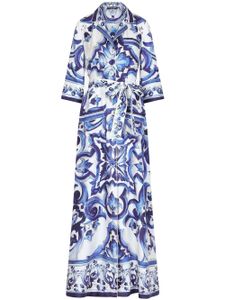 Dolce & Gabbana robe-chemise en serge à imprimé Majolica - Bleu