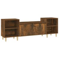 The Living Store TV-meubel Gerookt Eiken - 160 x 35 x 55 cm - bewerkt hout - stijlvol design - thumbnail